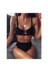 HANRUO Femmes Sexy Taille Haute Bikini Maillot de Bain Maillot de Bain Femme Bandeau Thong Bikini Ensemble Maillot de Bain C