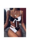 HANRUO Femmes Sexy Taille Haute Bikini Maillot de Bain Maillot de Bain Femme Bandeau Thong Bikini Ensemble Maillot de Bain C