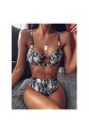 HANRUO Femmes Sexy Taille Haute Bikini Maillot de Bain Maillot de Bain Femme Bandeau Thong Bikini Ensemble Maillot de Bain C