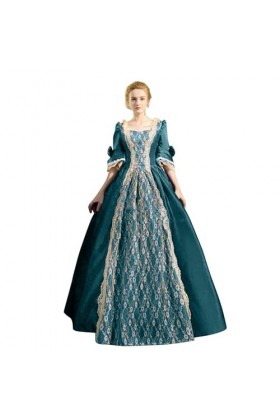 KBOPLEMQ Vêtements médiévaux pour femme Renaissance reine costume vintage royal costume gothique robe manches trompette robe 