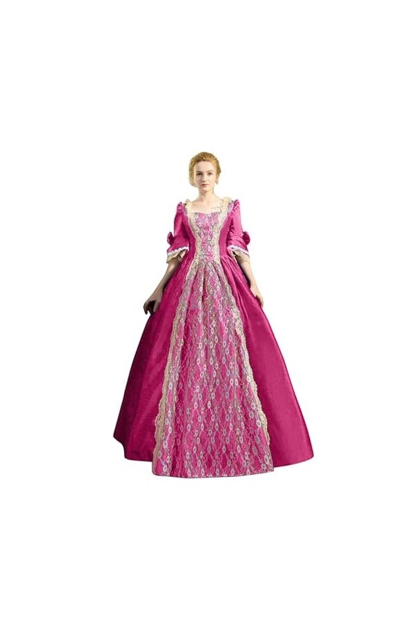 KBOPLEMQ Vêtements médiévaux pour femme Renaissance reine costume vintage royal costume gothique robe manches trompette robe 