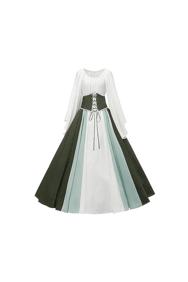 KBOPLEMQ Robe médiévale victorienne pour femme - Robe de princesse victorienne - Robe longue pour fête, carnaval, cosplay, fê