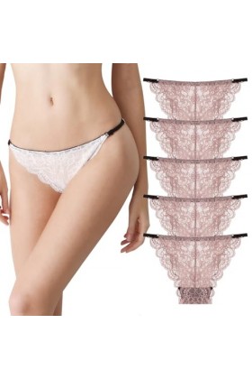 Necalisi Culotte Femme Lot de 5 Noir Culottes en Dentelle pour Femmes sous-vêtements Sexy Slips Ultra Minces Coton Confortabl