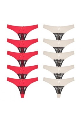 Necalisi Culotte Femme Lot de 10 Multicolore-1 Culotte Femme Coton Dentelle String Taille Haute Slips Elasticité sous-Vêtemen