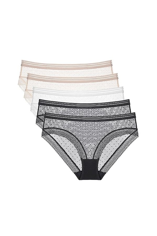 Necalisi Culotte Femme Lot de 5 Multicolore-5 Culottes Coton pour Femmes Shorty Confort Slips Taille Haute Culotte Femme Tail