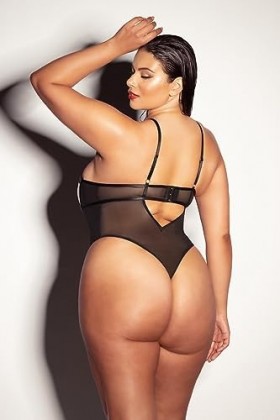 Oh là là Chéri Teddy fantaisie en vinyle sans doublure pour femme avec joint torique, noir, 1X/2X