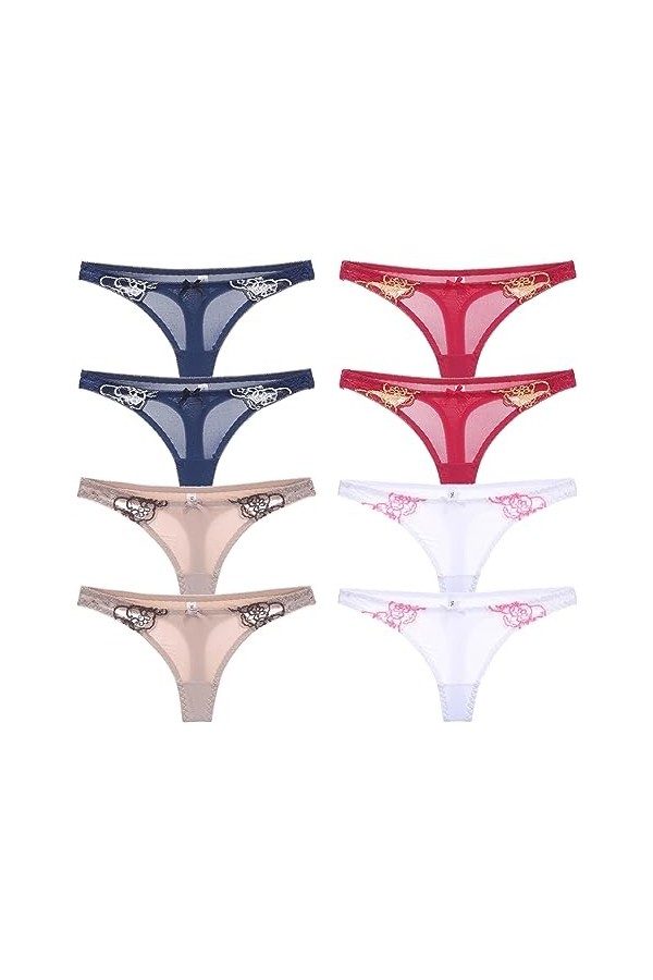 Necalisi Culotte Femme Lot de 8 Multicolore-3 sous-Vêtements Style Hipster en Coton et Dentelle Femme Culotte Femme XXL