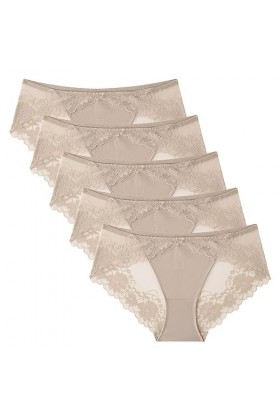 Necalisi Lot de Culotte Femme Lot de 5 Multicolore-3 Culotte Femme Menstruelle Classique Dentelle String Coton Bio Flux Abond