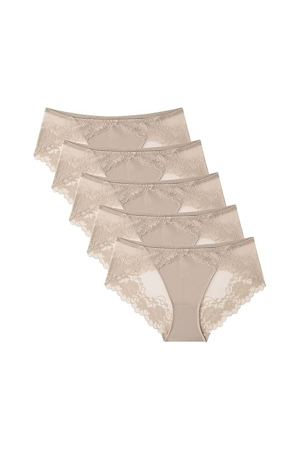 Necalisi Lot de Culotte Femme Lot de 5 Multicolore-3 Culotte Femme Menstruelle Classique Dentelle String Coton Bio Flux Abond