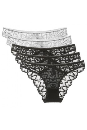 Necalisi Culotte Femme Taille Haute Lot de 5 Multicolore-4 sous-Vêtements Style Hipster en Coton et Dentelle Femme Culotte Fe