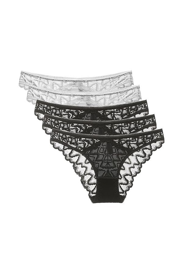 Necalisi Culotte Femme Taille Haute Lot de 5 Multicolore-4 sous-Vêtements Style Hipster en Coton et Dentelle Femme Culotte Fe