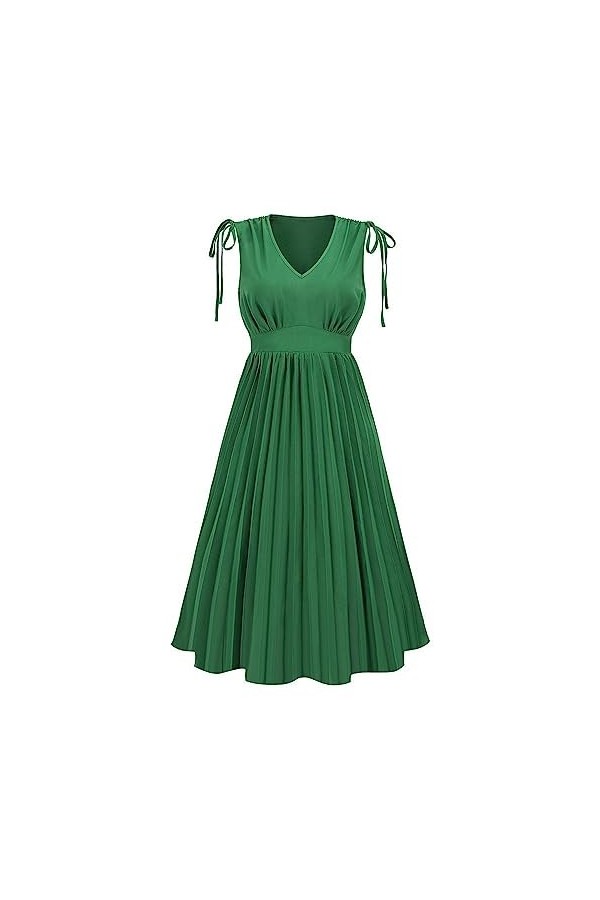 Robes pour Femmes Robes De Mode pour Femmes sans Manches Slim Jupe Plissée Sexy V - Neck Plage Décontractée Longue Robe De So