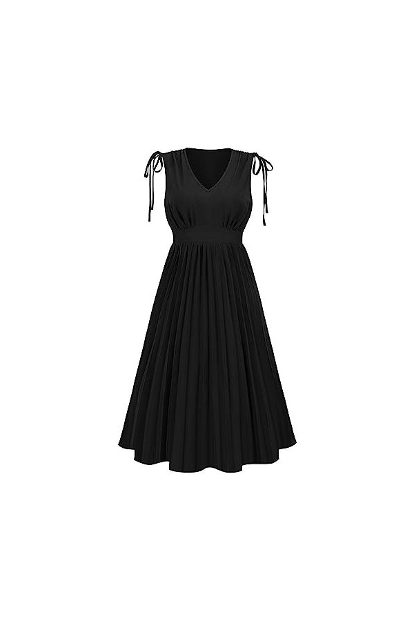 Robes pour Femmes Robes De Mode pour Femmes sans Manches Slim Jupe Plissée Sexy V - Neck Plage Décontractée Longue Robe De So