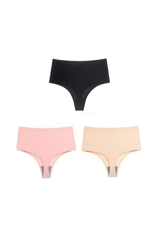 XKUN Culotte 3 Pack Femmes Taille Haute Thing String Silk Silk Silk String, Plus La Taille-F,L,3Pcs