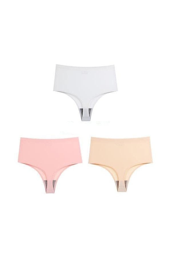 XKUN Culotte 3 Pack Femmes Taille Haute Thing String Silk Silk Silk String, Plus La Taille-F,L,3Pcs