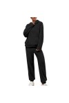 Ensemble 2 pièces pour femme, automne et hiver, couleur unie, avec capuche, manches longues, poche, pantalon de loisirs, pour