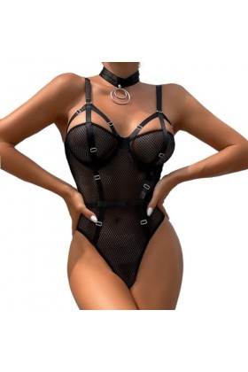 DAGIN Body en maille pour femmes, Lingerie, Teddy, à armatures, en dentelle, une pièce, poupée bébé avec entrejambe à pressio