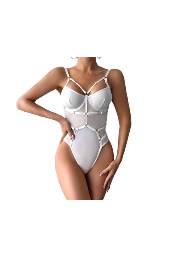 Lingerie pour Femmes, Lingerie Sexy en Dentelle, Ensemble de Lingerie Assorti Transparent Color : Red, Size : M 