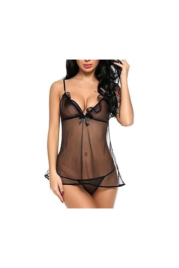Ensemble de Lingerie 2 pièces for Femme avec jarretière et Soutien-Gorge à col en V en Dentelle Florale et Culotte à découpe 
