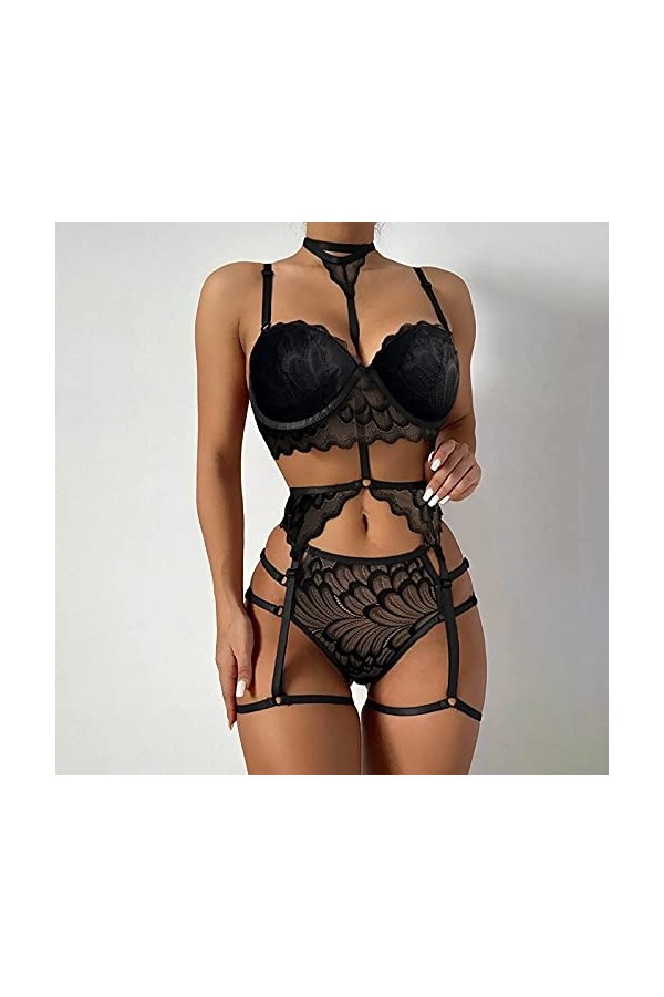 MERNEL Vêtements sexuels Femmes Sexi Babydoll Vêtements Sexy Soutien-Gorge et Culotte Ensembles Dentelle Lingerie Transparent