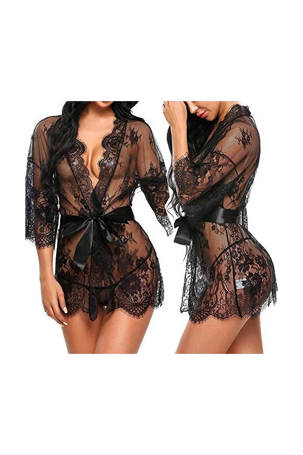 MERNEL Vêtements sexuels Sexy Femmes Lingerie Dentelle Volants Robe Transparente Babydoll sous-Vêtements Robe Érotique Femmes
