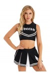 PAXAS Charmant costume de pom-pom girl pour femme adulte - Ensemble de déguisement sans manches avec mini jupe plissée - Roug