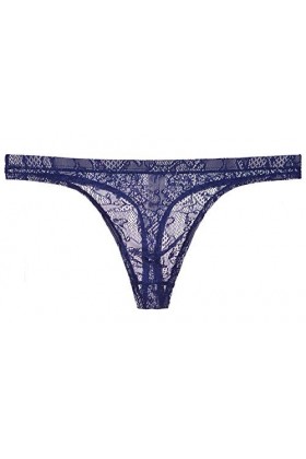 Yomie Culotte Ultra-Fine pour Hommes en Dentelle Transparente Douce Sexy String,XXL,Royal bleu