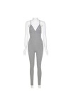 Vêtements pour Femmes Lingerie Sexy Combinaison Sexy en Tricot Nouvelles Dames Collants col Costume Une pièce Gris S 