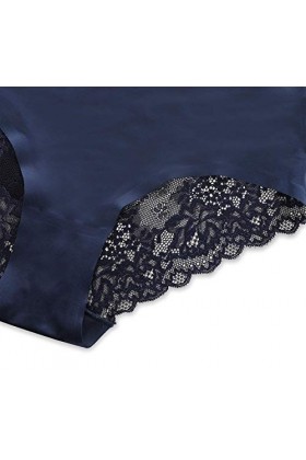 Coswe Femmes Soie sous-vêtements Sexy en Dentelle Stretch Slip Culotte Lot de 6/4/3, Noir/Bleu/Brown（3pcs）, L