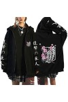 DSAI Attaque sur Titan Zipper Hoodies Unisexe Mâle Femme Anime Vêtements Anime lâches Streetwear décontracté esthétique Rose-