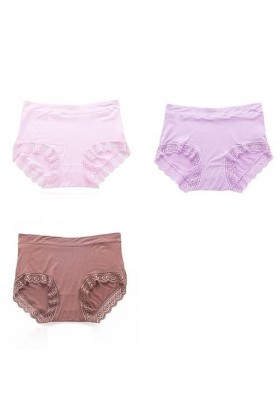 XKUN Culotte 3 Pack Femmes Slips De Dentelle Modale À Mi-Hauteur, Taille Plus-E,2XL,3Pcs