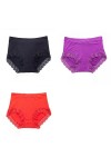 XKUN Culotte 3 Pack Femmes Slips De Dentelle Modale À Mi-Hauteur, Taille Plus-E,2XL,3Pcs