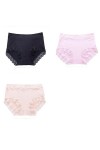 XKUN Culotte 3 Pack Femmes Slips De Dentelle Modale À Mi-Hauteur, Taille Plus-E,2XL,3Pcs