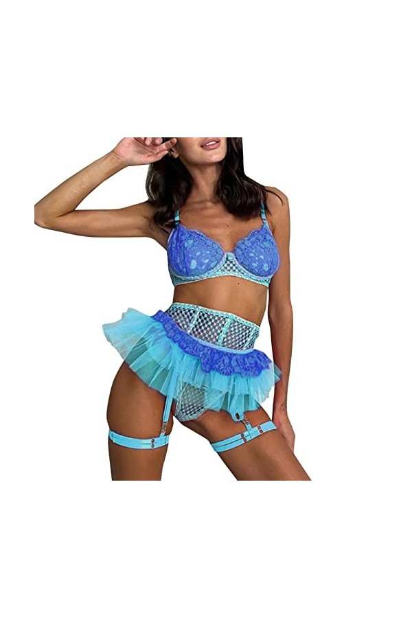 UIVHLW Nuisette Femme Ensemble De sous-Vêtements Féminins en Jacquard avec Coutures en Dentelle Transparente