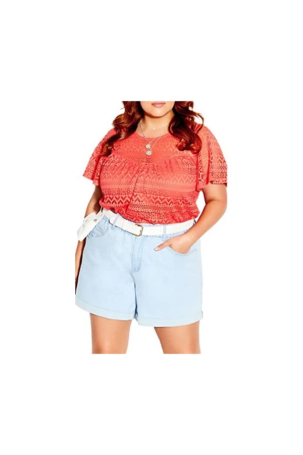 City Chic Grande Taille, Haut Serenity S/S, Bleu Sarcelle Profond, Taille 48