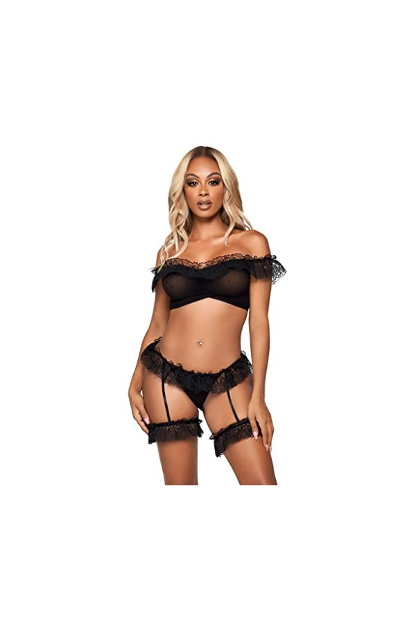 Leg Avenue 81647 00122 Ensemble de Lingerie, Noir, Taille Unique Femme