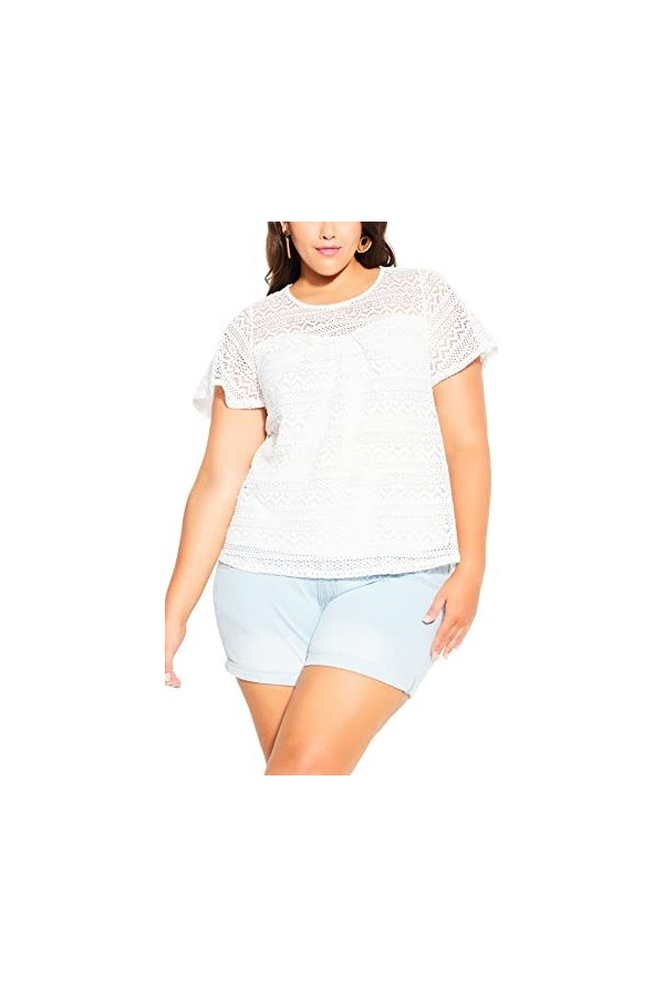 City Chic Grande Taille, Haut Serenity S/S, Bleu Sarcelle Profond, Taille 48