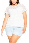 City Chic Grande Taille, Haut Serenity S/S, Bleu Sarcelle Profond, Taille 48