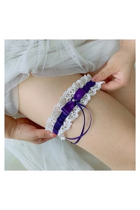 ZZSRJ Dames Mariage Dentelle mariée Dentelle Blue Jambe Bague Bague Boucle de jarretière Color : 8 Rose, Taille : 35-60cm 