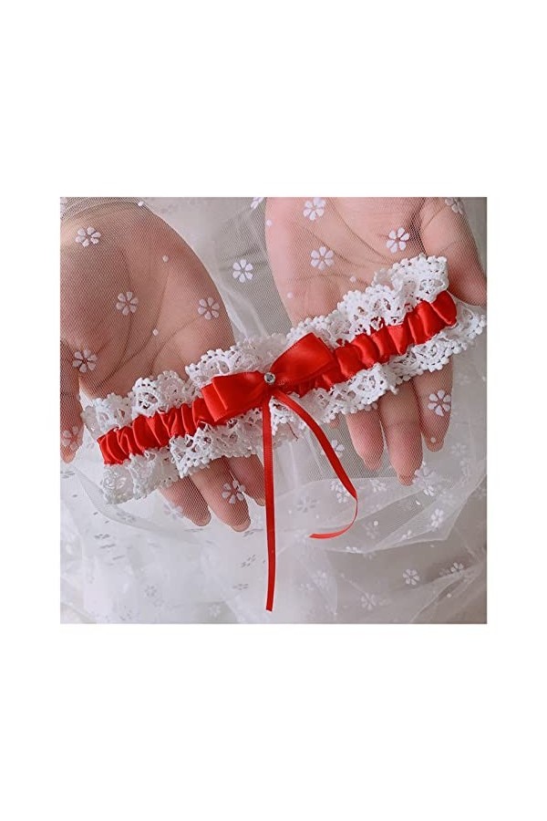 ZZSRJ Dames Mariage Dentelle mariée Dentelle Blue Jambe Bague Bague Boucle de jarretière Color : 8 Rose, Taille : 35-60cm 