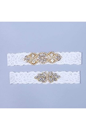 NC Jarretière en Dentelle pour Dames, Accessoires de Robe de mariée en Strass Porte-Jarretelles en Dentelle-Blanc A02, Ceintu
