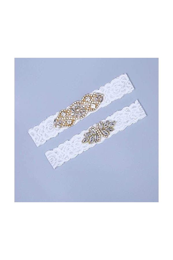 NC Jarretière en Dentelle pour Dames, Accessoires de Robe de mariée en Strass Porte-Jarretelles en Dentelle-Blanc A02, Ceintu