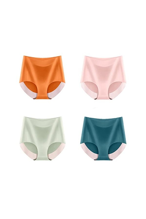 UKKO Culottes Femmes 4 Pcs Culotte Femme Haute Taille Sexy Lingerie Glace Filles-K,M