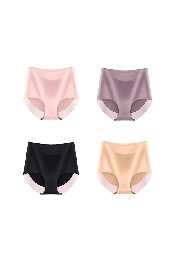 UKKO Culottes Femmes 4 Pcs Culotte Femme Haute Taille Sexy Lingerie Glace Filles-K,M