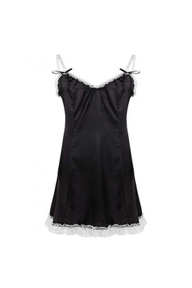 GWSFQ Lingerie Sexy Femme Coquine Ouverte Hommes Lingerie Sexy Chemise Lisse Érotique Fantaisie Vintage Robe Bretelles Réglab