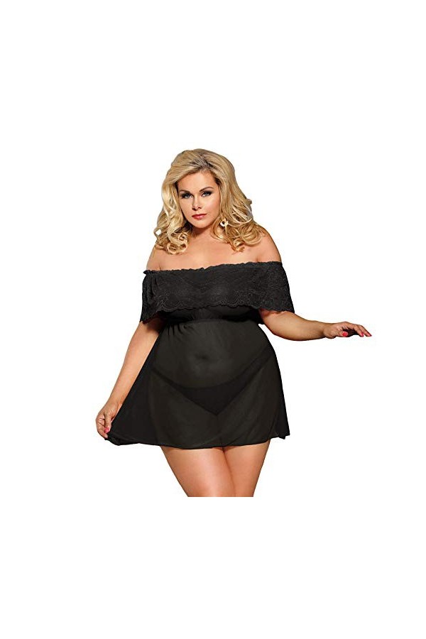 GWSFQ Lingerie Sexy pour Les Femmesvêtements Femme Hors Épaule Femmes Costumes Érotiques Saint Valentin Robe en Dentelle Ling