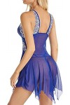 adqw Lingerie Sexy pour Femmes Sexy érotique Transparent Babydoll Dentelle Pyjamas-Blue_S