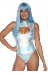 Leg Avenue - Spandex keyhole bodysuit, S Argent 