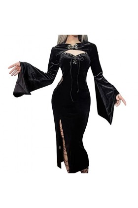 Jiabing Costumes dHalloween pour femmes Robe de sorcière sexy Costume à capuche cosplay médiéval Mini Jupe Courte Sexy Cuir 