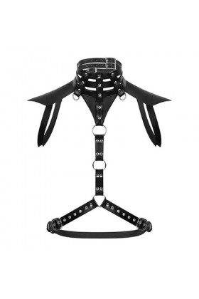 Mengsiy Hommes Noir métal mâle Licou Corps Poitrine Punk Gothique Haut Court Chaud Sexy Cage Rave Costume Clubwear